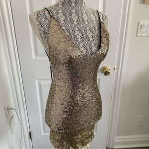 Gold sequin dress small